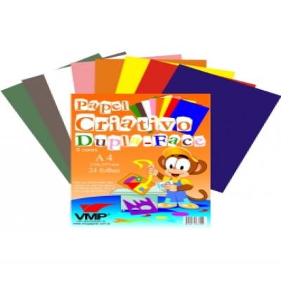 PAPEL CRIATIVO CART DP FACE TAM A4 PCT C/ 24FLS E 8CORES